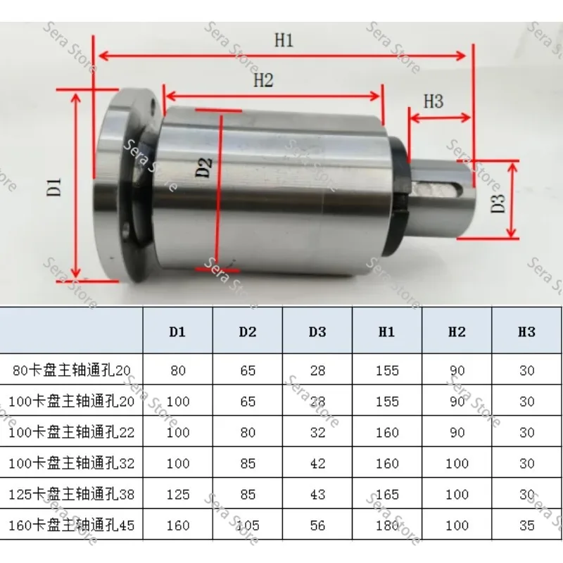 Small Lathe Spindle High Strength Lathe Head Assembly with Flange Without Chuck Woodworking Lathe Spindle