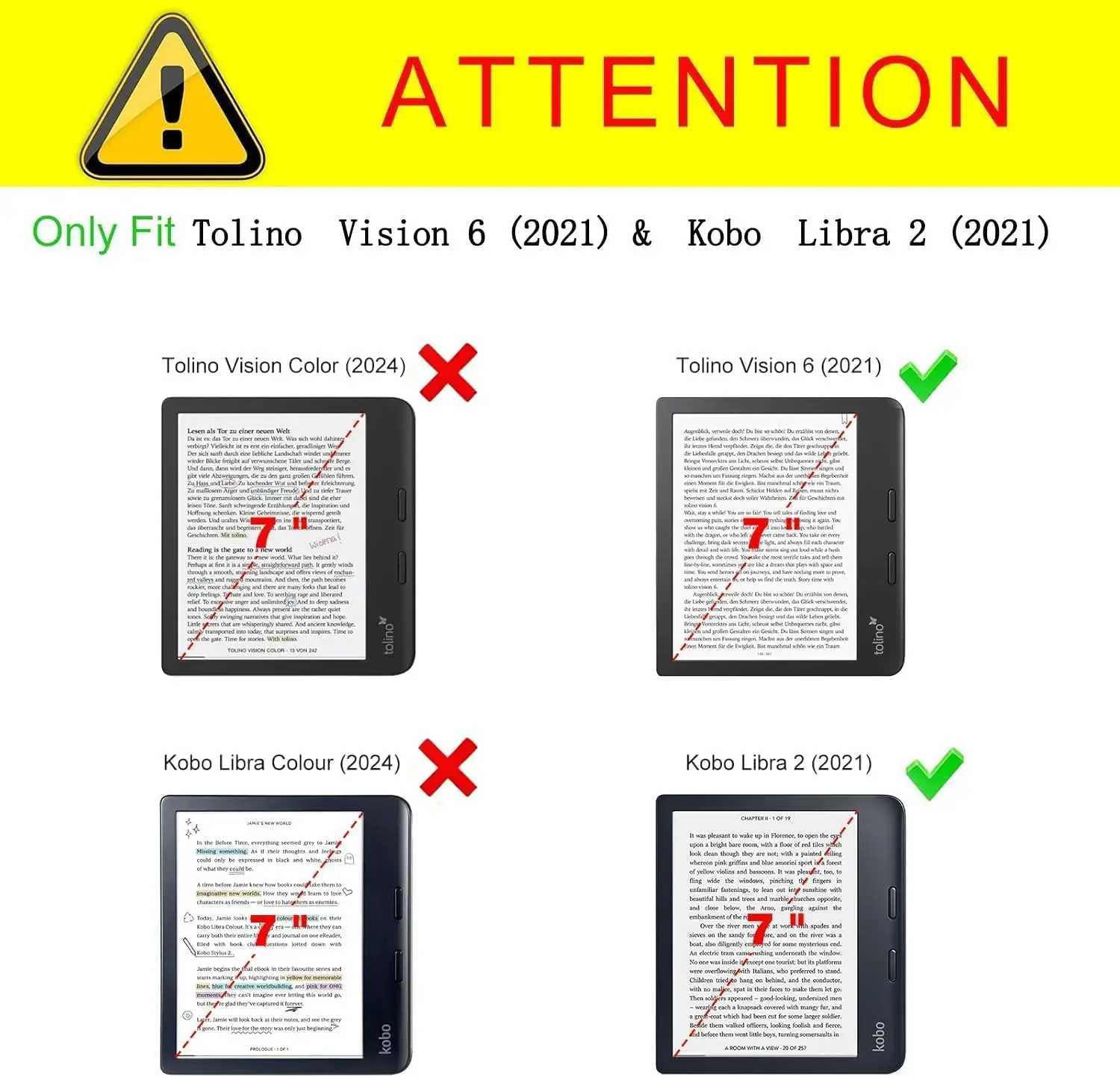 Case for 7-Inch Kobo Libra 2(2021 Release)/Tolino Vision 6 E-book Cover, Magnetic Shell Cover with Smart Wake-up/Sleep Function