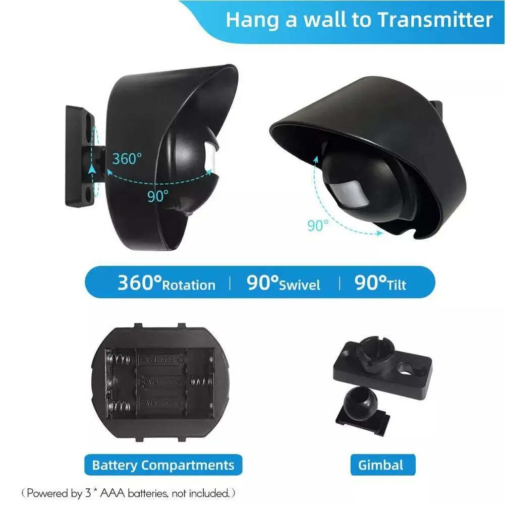 2V1 إنذار لاسلكي ضيف ترحيب الرنين جرس الباب PIR محس حركة لمتجر دخول شركة الأمن حماية إنذار جرس الباب #5