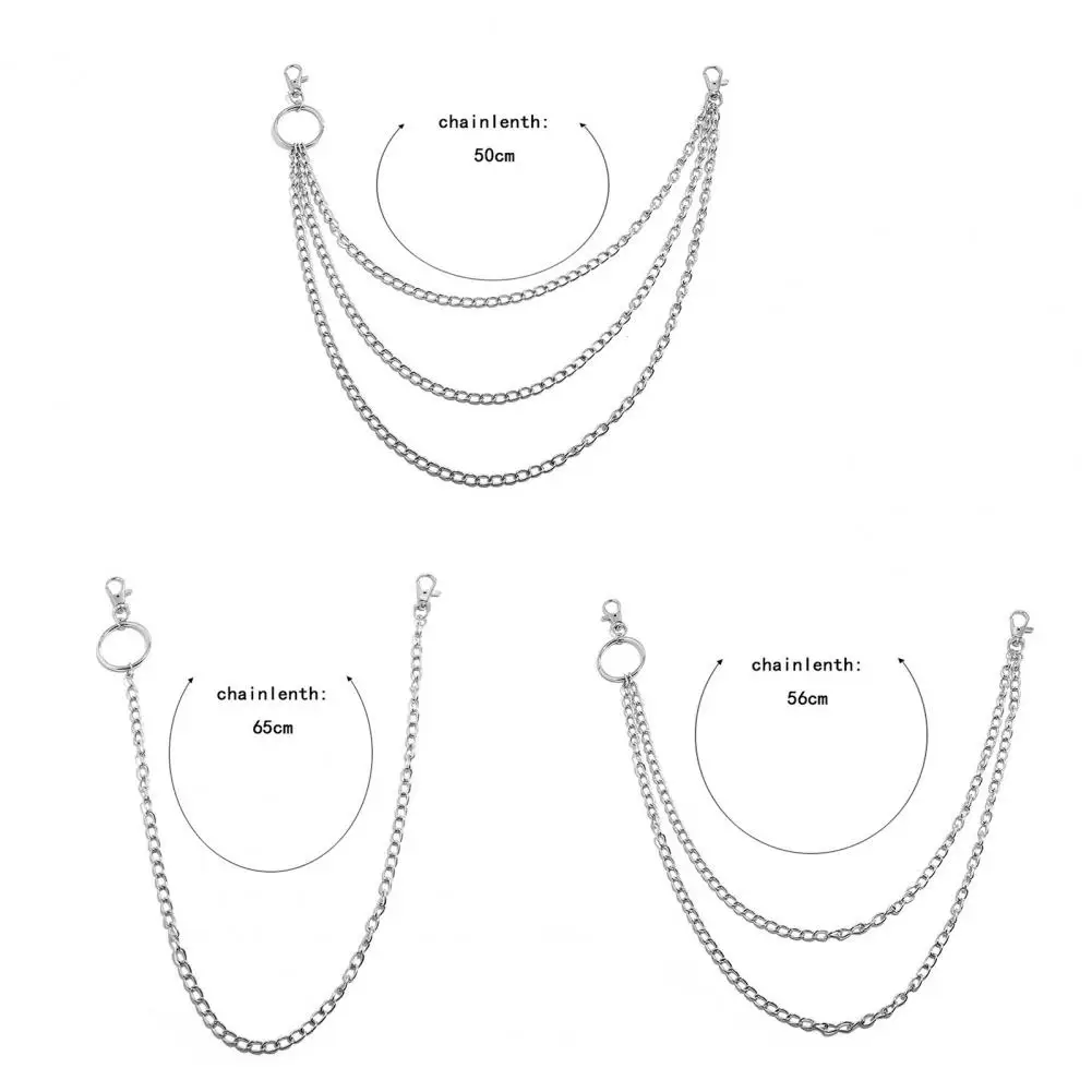 Cool Belt Chain  Three Layers Accessory Pants Chain  Hip Hop Delicate Pant Key Ring