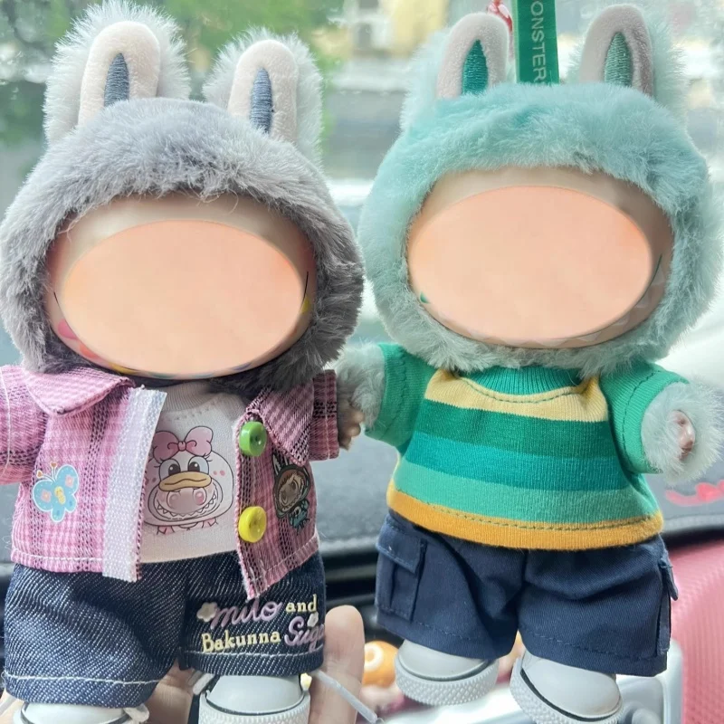 เสื้อผ้าตุ๊กตากล่องตาบอดไวนิล เสื้อยืดฤดูร้อน 17 ซม. เสื้อผ้าตุ๊กตาผ้าฝ้าย เปลี่ยนกางเกงทํางานลําลอง