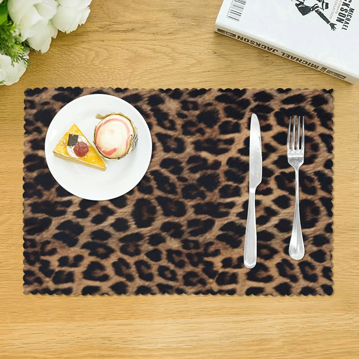 Leopard Print Placemat Non-Slip Heat Resistant Washable Plate Mat For Dining Table Bowl Coaster Home Decor Super Absorbent Mats