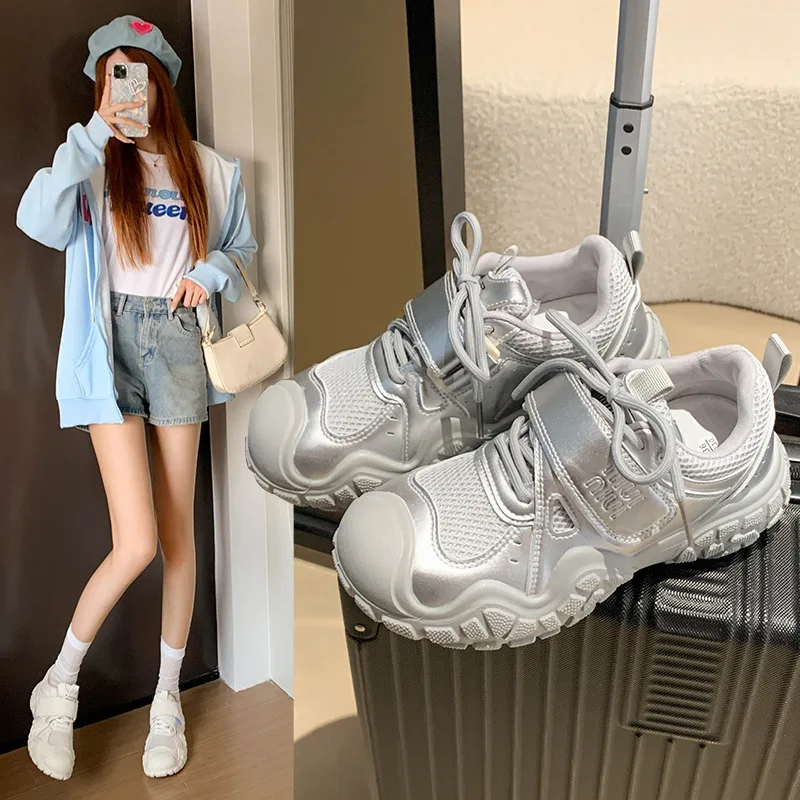 

Big Toe Mesh Cute Shoes for Women Thick Sole Casual Sports Sneakers Fashion Versatile Dad Shoes