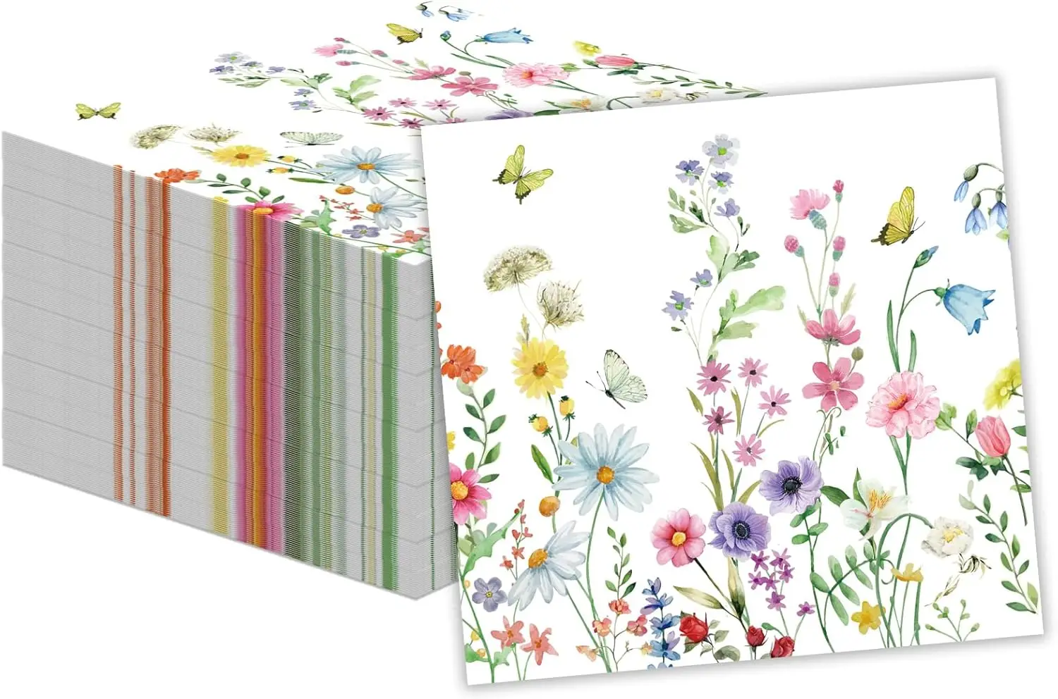 

50 Pcs Wildflower Napkins 13x13 Inches, Disposable Floral Cocktail Napkins for Spring Summer Picnic Wedding Baby Shower Birthday