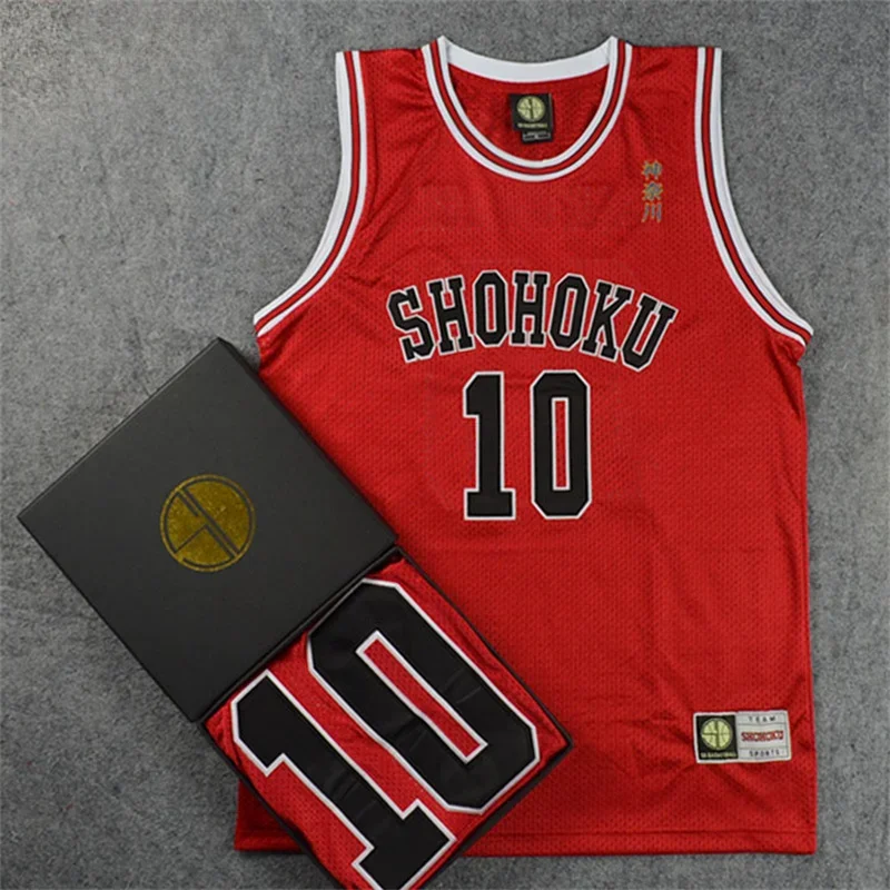 Anime Shohoku Embroidery School Basketball Team Tops Jersey Sakuragi Hanamichi Rukawa Jersey Sports Wear Uniform Cosplay Costume