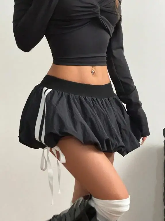 

Women's Short Skirt 2026 Summer Tailored Fresh and Sweet with Ribbon Splicing, Suitable for Parties with Girls' Flower Buds