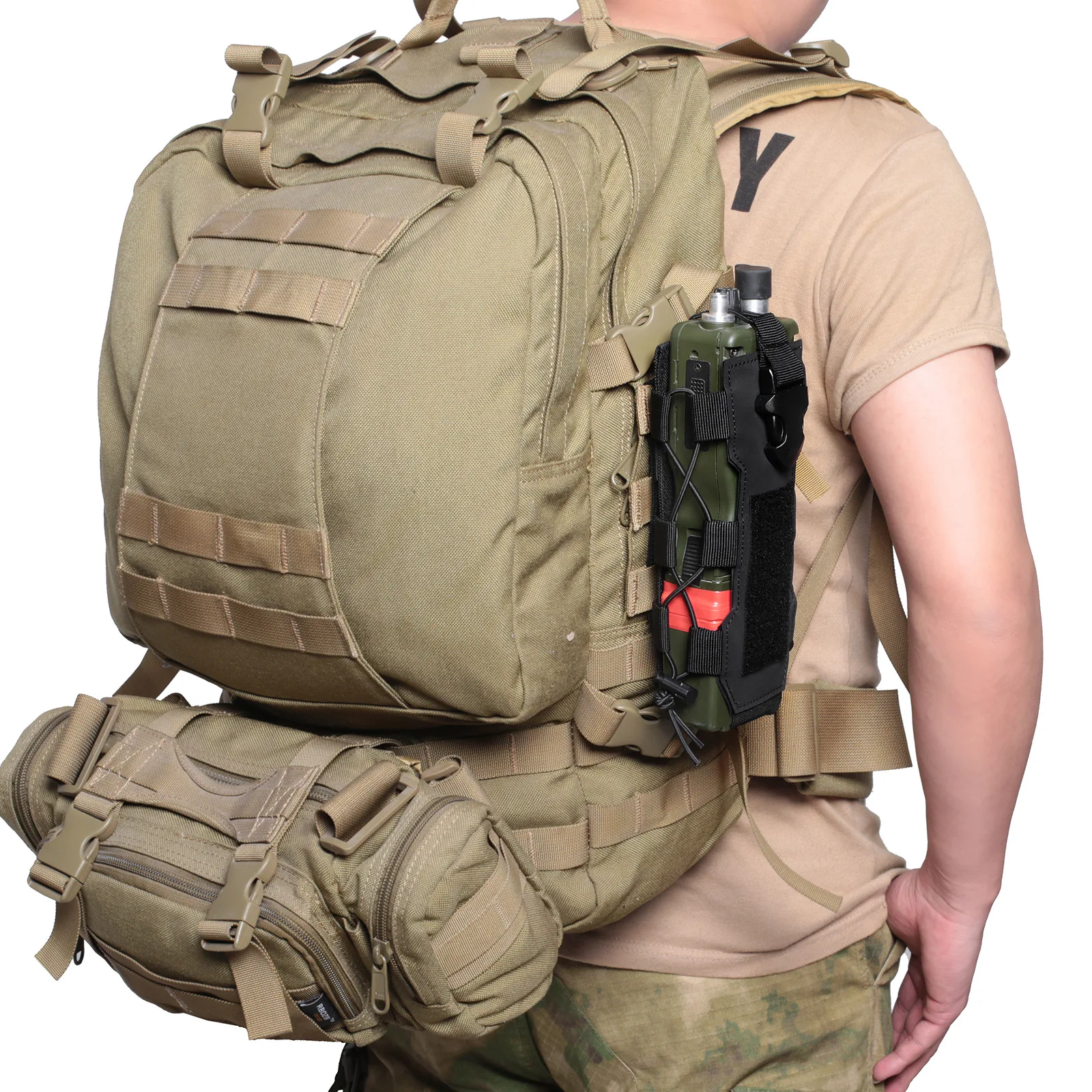 Outdoor Radio Bag Molle Hydration Bag Walkie Talkie Holder Magazine Bag Pocket Quick Release Buckle Outdoor Hunting Camping