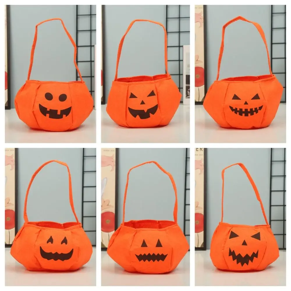 Funny Ghost Pumpkin Bag Cloth Trick or Treat Halloween Candy Bag Handbag Shoulder Bag Pumpkin Candy Bag Cosplay Pros