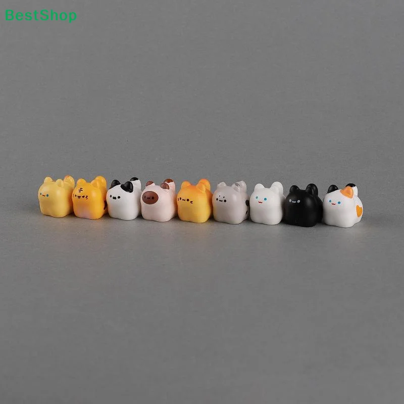 ♬9Pcs Cute Mini Cartoon Animal Car Ornaments DIY Handicraft Mini Cat Ornament Kitten Statue For Car Dashboard Home Desktop Decor