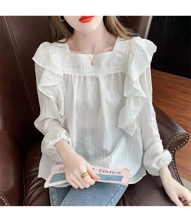 Korean Long Sleeved Chiffon Shirt Women\'s Spring Autumn Clothing New Fashion Top Western-style European Style Small Shirt