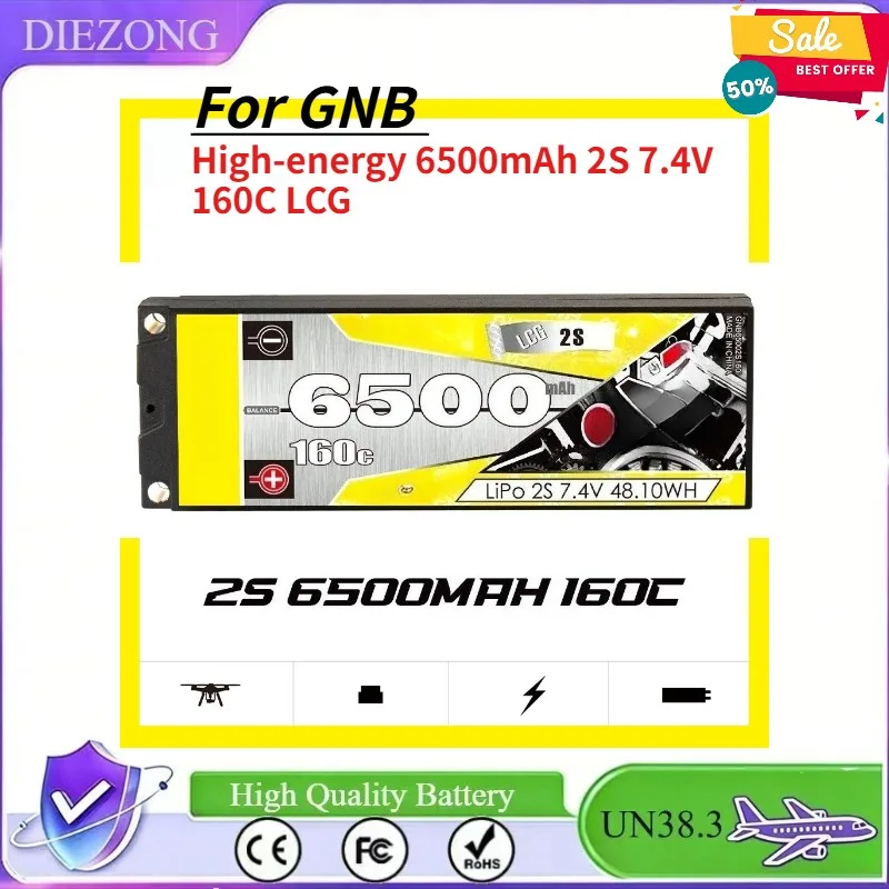 In Stock 2026 New For GNB High-energy 6500mAh 2S 7.4V 160C LCG Lithium Battery Compatible with 1/10 Remote-controlled RC Cars