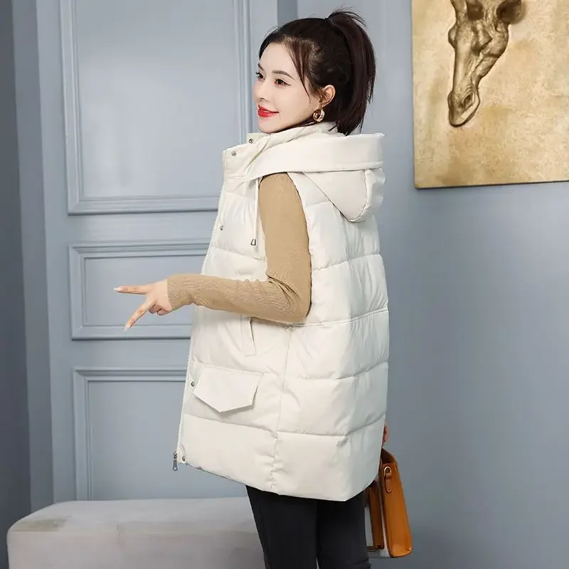 Vests Winter Jacket Women 2022 Sleeveless Vests Coats Cardigan Cropped Top Padded Jacket Vest Korean Fashion Plus Size