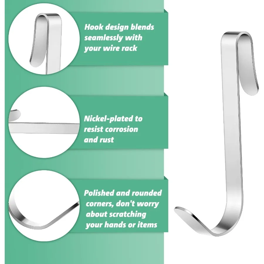 6 قطعة خطاف J لرفوف الأسلاك 3.6 Ih خطافات رف معدنية كبيرة شديدة التحمل لرفوف الأسلاك ملحقات رفوف الخزانة #3