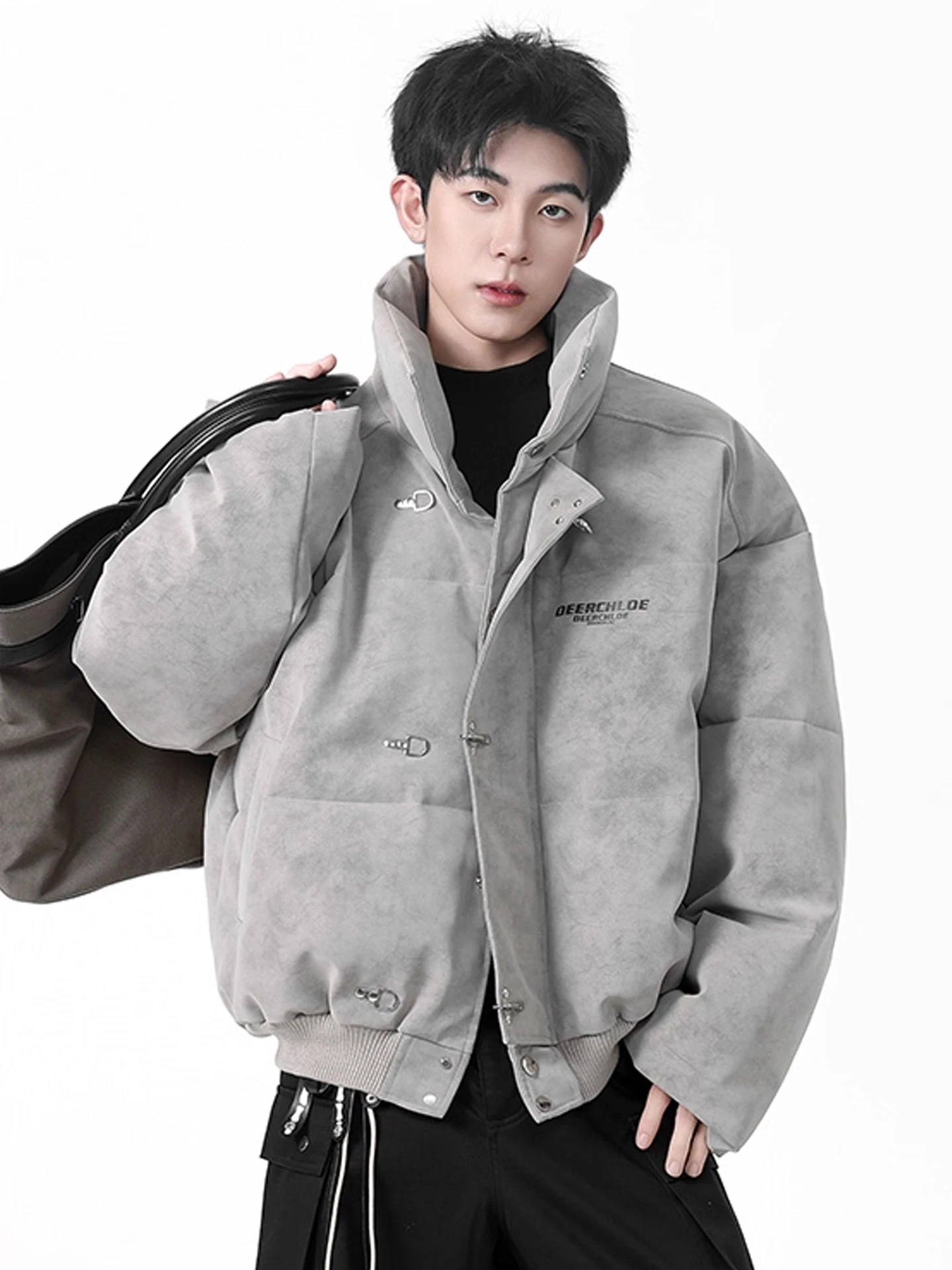 

Американское окрашенное хлопковое пальто из искусственной кожи, мужское зимнее модное свободное пальто, теплое хлопковое пальто с воротником-стойкой