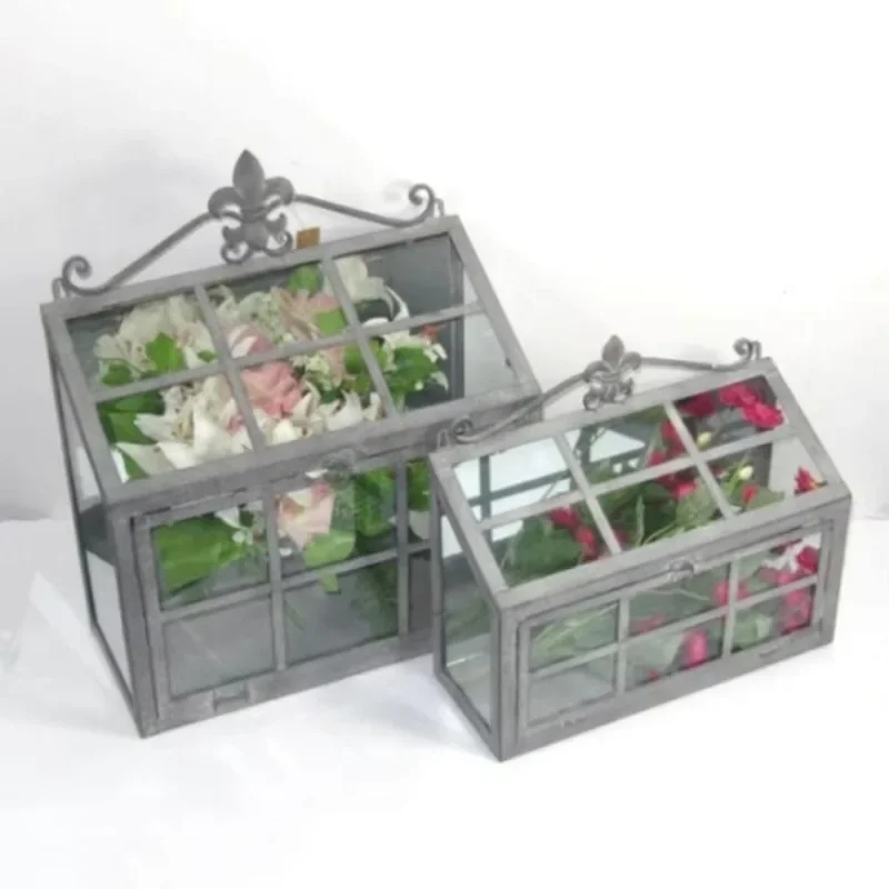 Wholesale Vintage Rustic Indoor Garden Glass Greenhouse