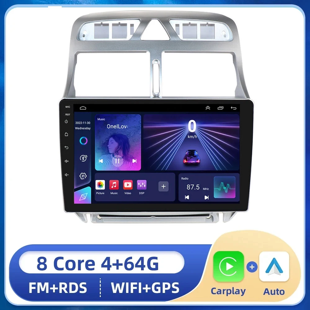 Android 14.0 Car Stereo Radio Multimedia Video Player For Peugeot 307 SW 2002 2003 - 2013 Navigation GPS Carplay Autoradio WIFI