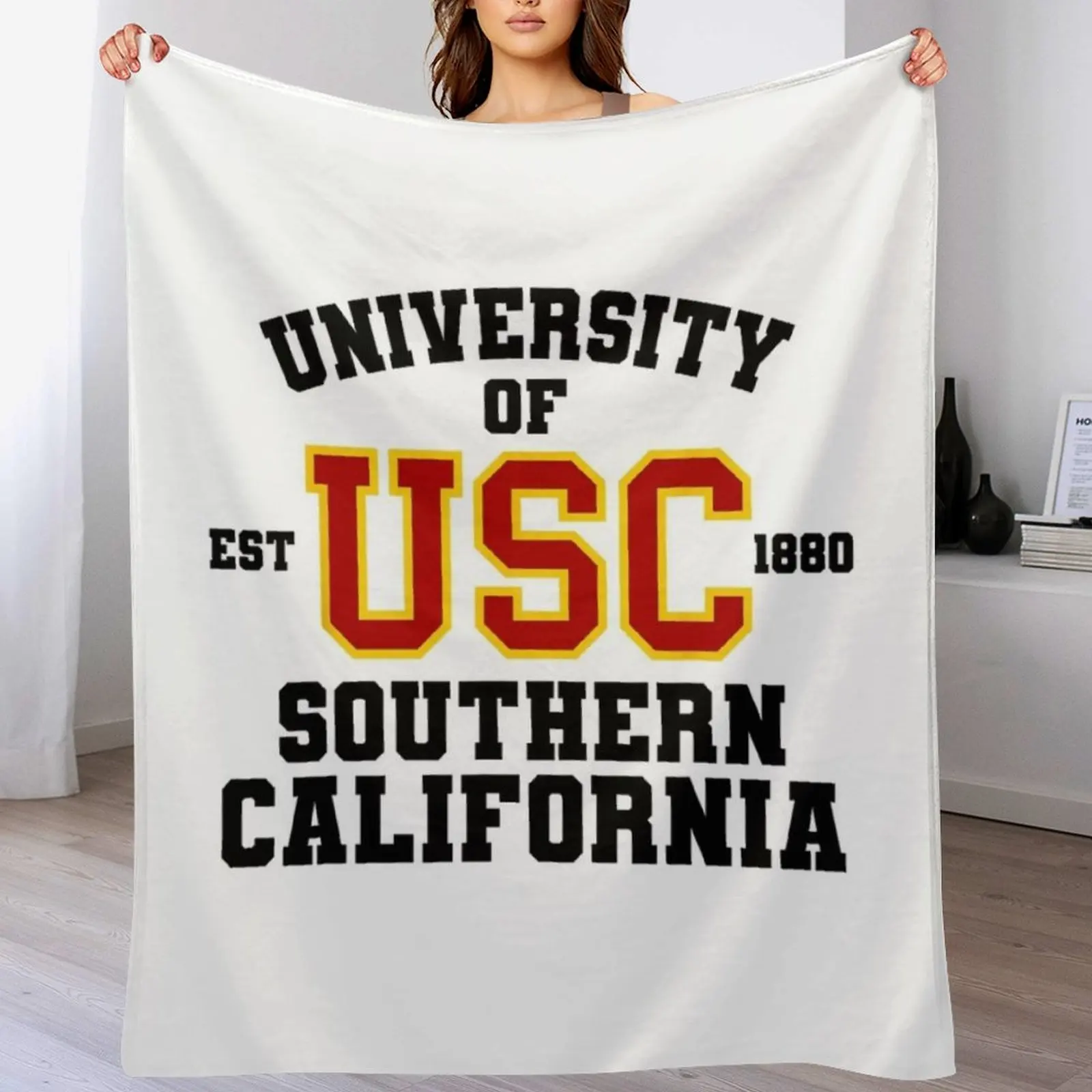 

USC USC Est 1880 University Of Southern California Throw Blanket Tourist Soft Plaid Plush Camping Blankets