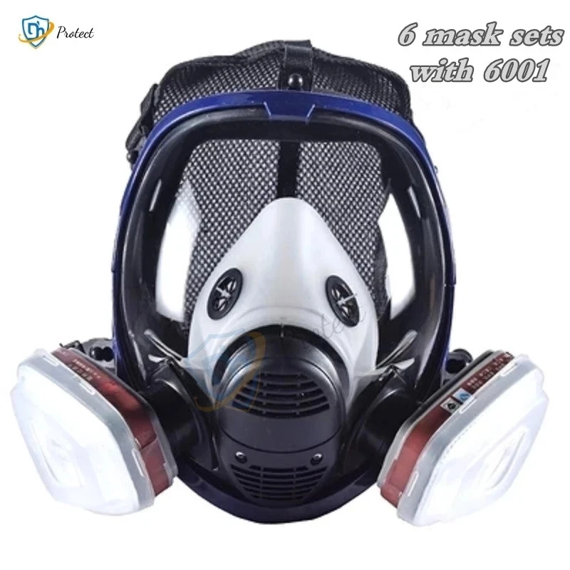 Gas Mask with Carbon Filter for Safety Protection, Full Face Respirator, Working Chemical, 6800 Industrial Spra