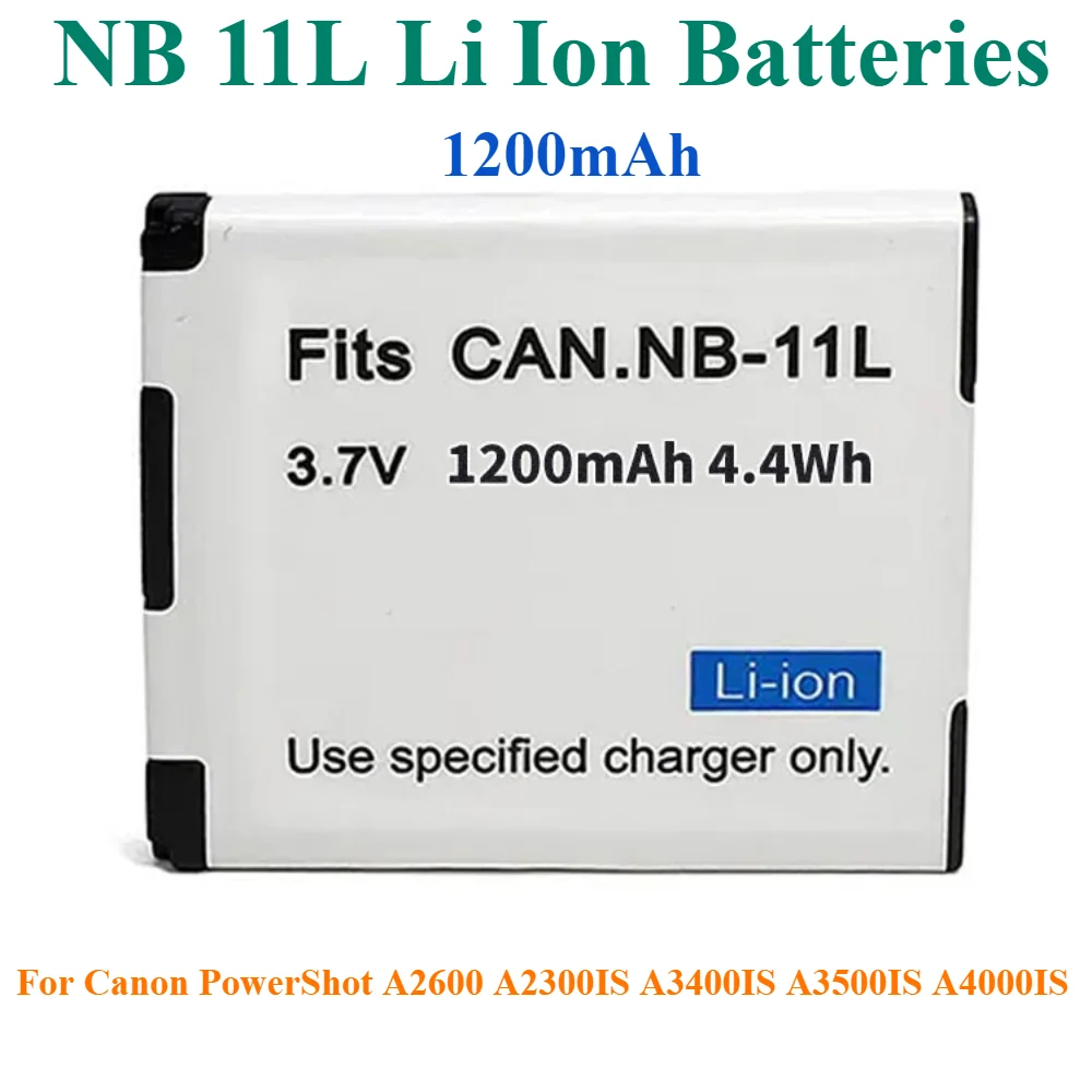 NB-11L Battery  for Canon PowerShot A2600 A2300IS  A3400IS A3500IS A4000IS  NB 11L Li Ion Batteries 1200mAh Digital Camera Cell