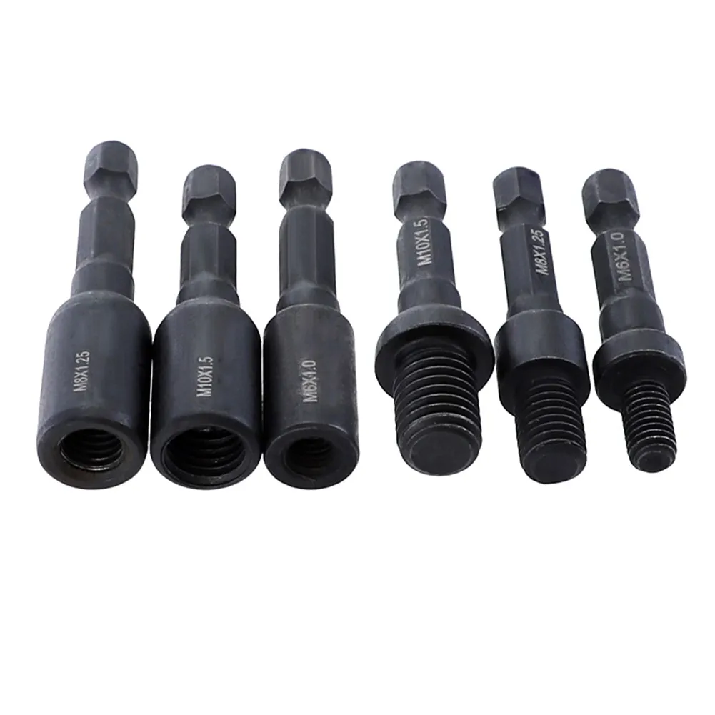 /6Pcs /Cr-Mo /Self-Tapping Socket Adapter Set 1/4 Hex Shank For M6 M8 M10 Insert Nuts Hanger Bolt Power Drill Driver Tool Kit
