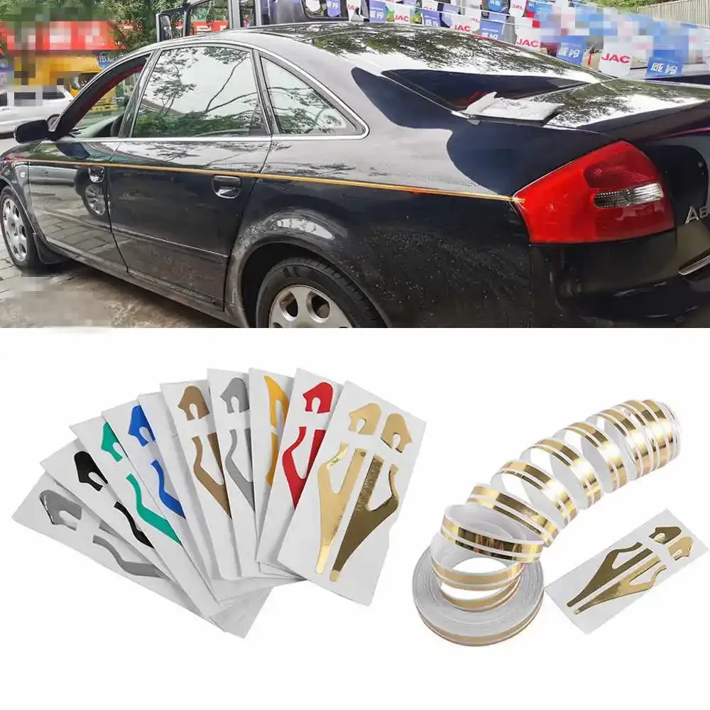 9.8M Car Double Line Tape Auto Body Decal Vinyl Sticker New Fashion Multicolor Racing Pinstripe Steamline Waist Line Car Decor