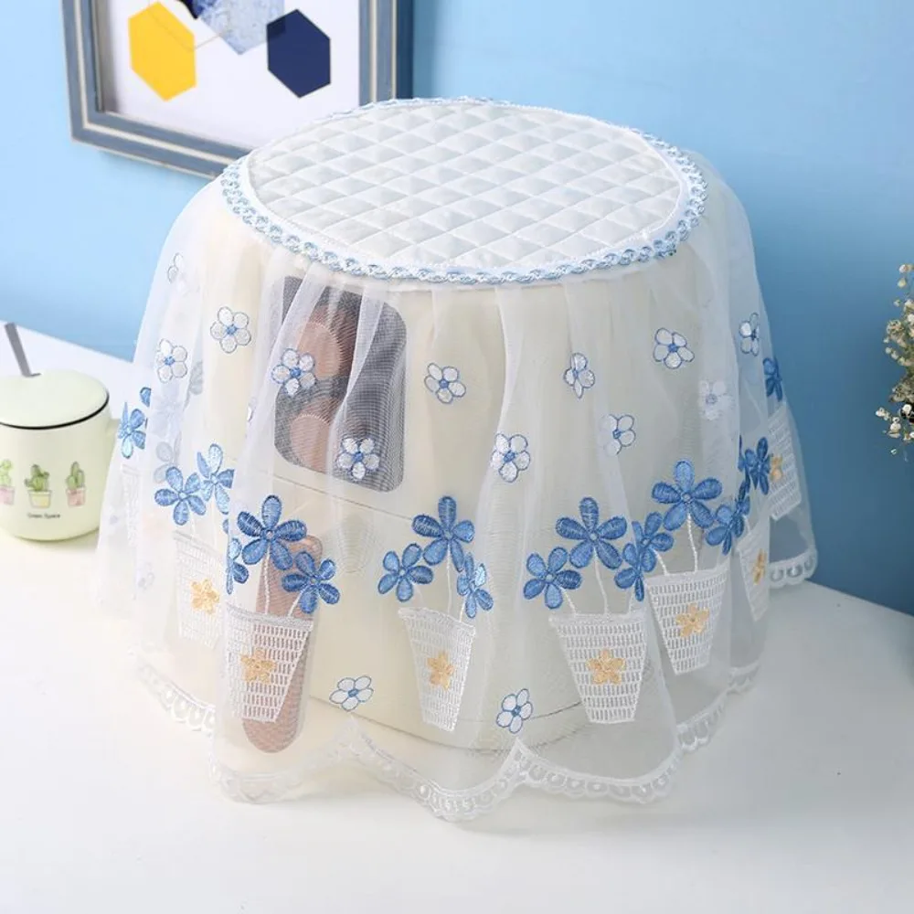 Multi-functional Rice Cooker Dust Cover Transparent Double Layer Tulle Lace Embroidery Dust Covers Delicate Breathable
