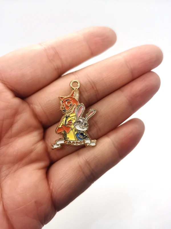 ديزني 10 قطعة Zootopia المعادن المينا أقراط مُزينة بحُلي لتقوم بها بنفسك مفتاح سلسلة قلادة قلادة سوار مجوهرات النتائج اليدوية هدية #5