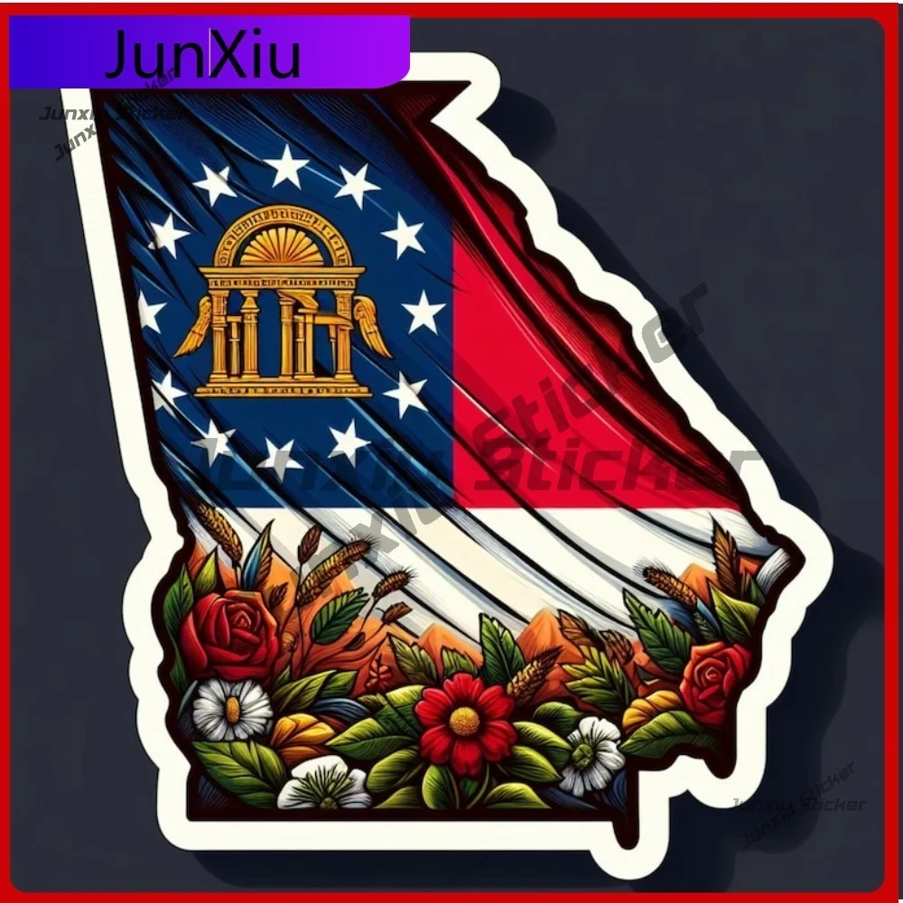 

Trendy State Of Georgia USA And Flag Waterproof UV Resistant Vinyl Sticker Decal Exterior Decoration Surface Scratch Stylish