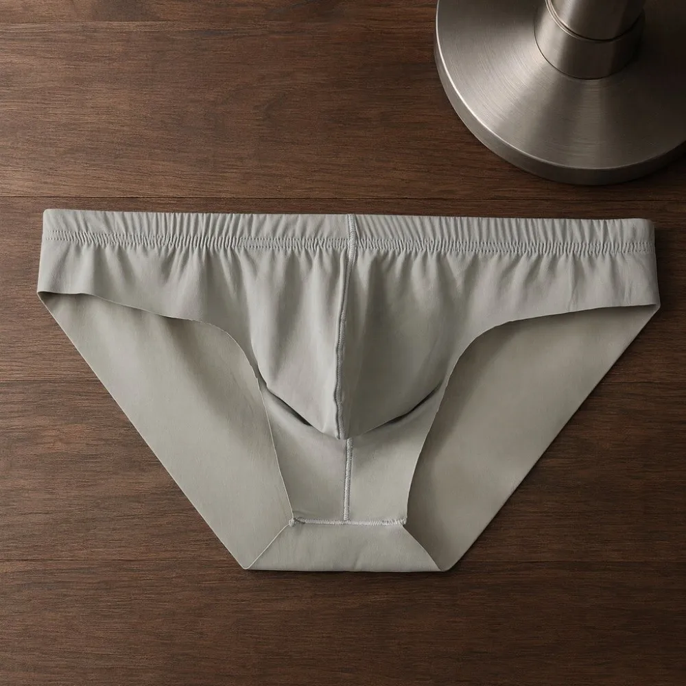Comfortable Lingerie Men's Triangle Panties Mid Waist Ice Silk Ice Silk Briefs Solid Color Large Size Underwear for Men Men