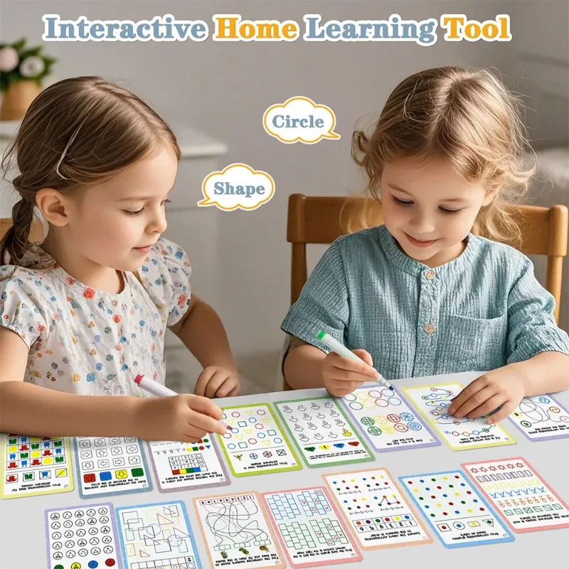 Reusable Tracing Book Flash Cards Thinking Training Cards Fun Educational Game Cards Pen Control Focus Training Wipe Clean Toy