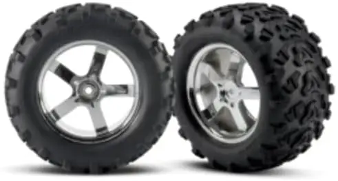 

Traxxas 6.3" Maxx Tires Pre-Glued on 3.8" Chrome Wheels (Pair)