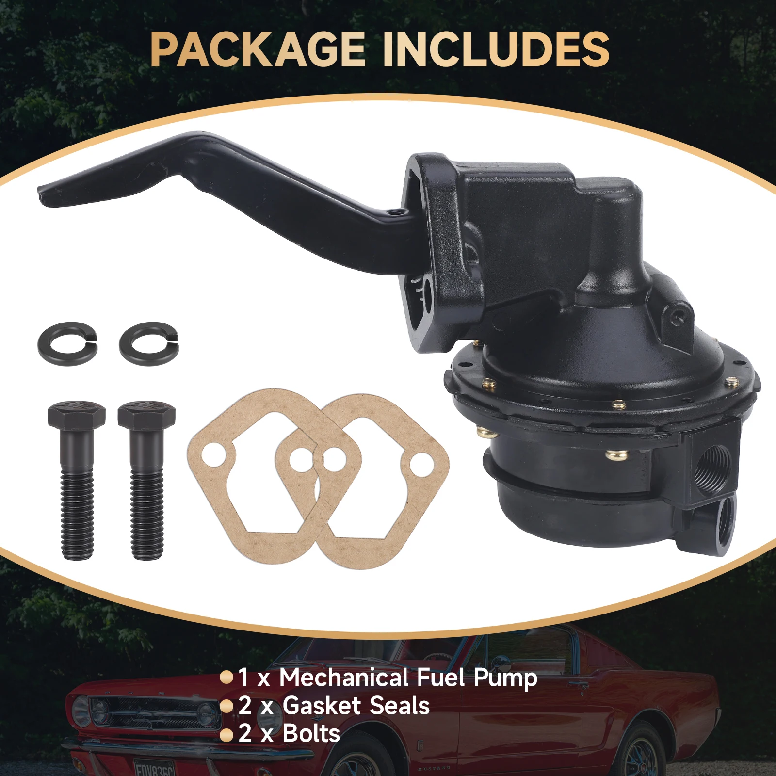 Mechanical Fuel Pump 1725 3/8 NPT Inlet Outlet Replacement For Small-Block 289-351 Ford Engine Performer RPM Fuel Transfer Pump