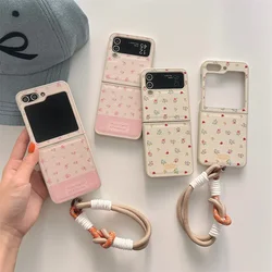 Retro Style Little Flower Phone Case for Samsung Galaxy ZFlip6 4 3 Hard Cover for Flip5 Flip3 Flip4 Solid Shell Bracket