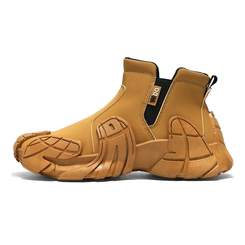 Sapatos esportivos de caminhada masculinos altos elásticos impermeáveis antiderrapantes botas de caminhada de trabalho de canteiro de obras, esportes e sapatos de algodão de veludo tênis masculino chuteira sapatos de p