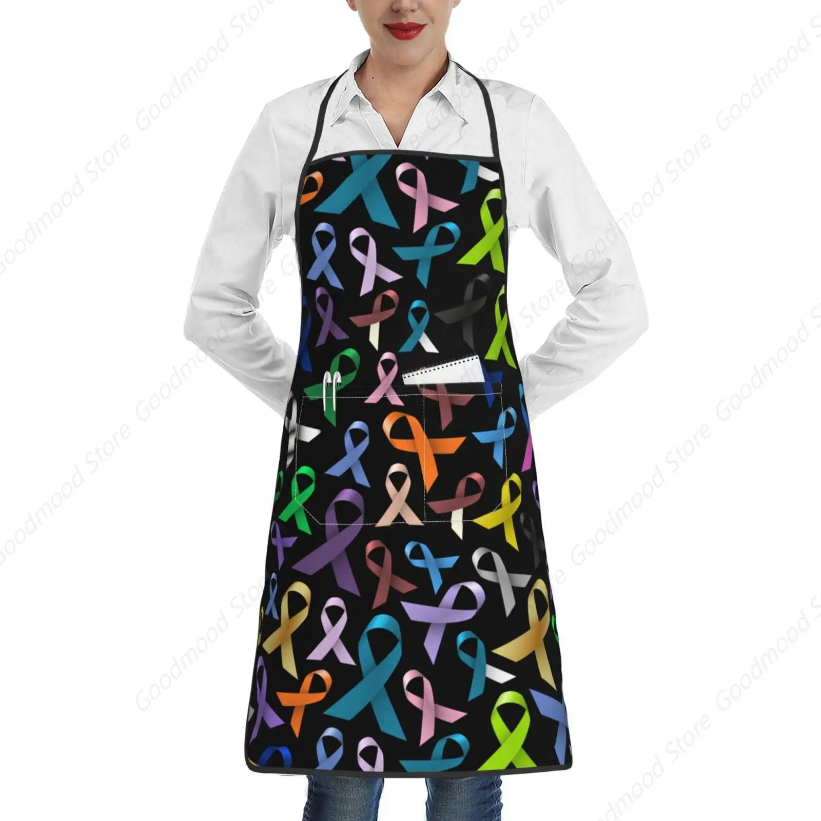 Apron Cancer Awareness Ribbon Cooking Kitchen Apron For Women, Men Chef, Bbq Grilling Coffee Shop Restaurant Gifts For Dad Mom