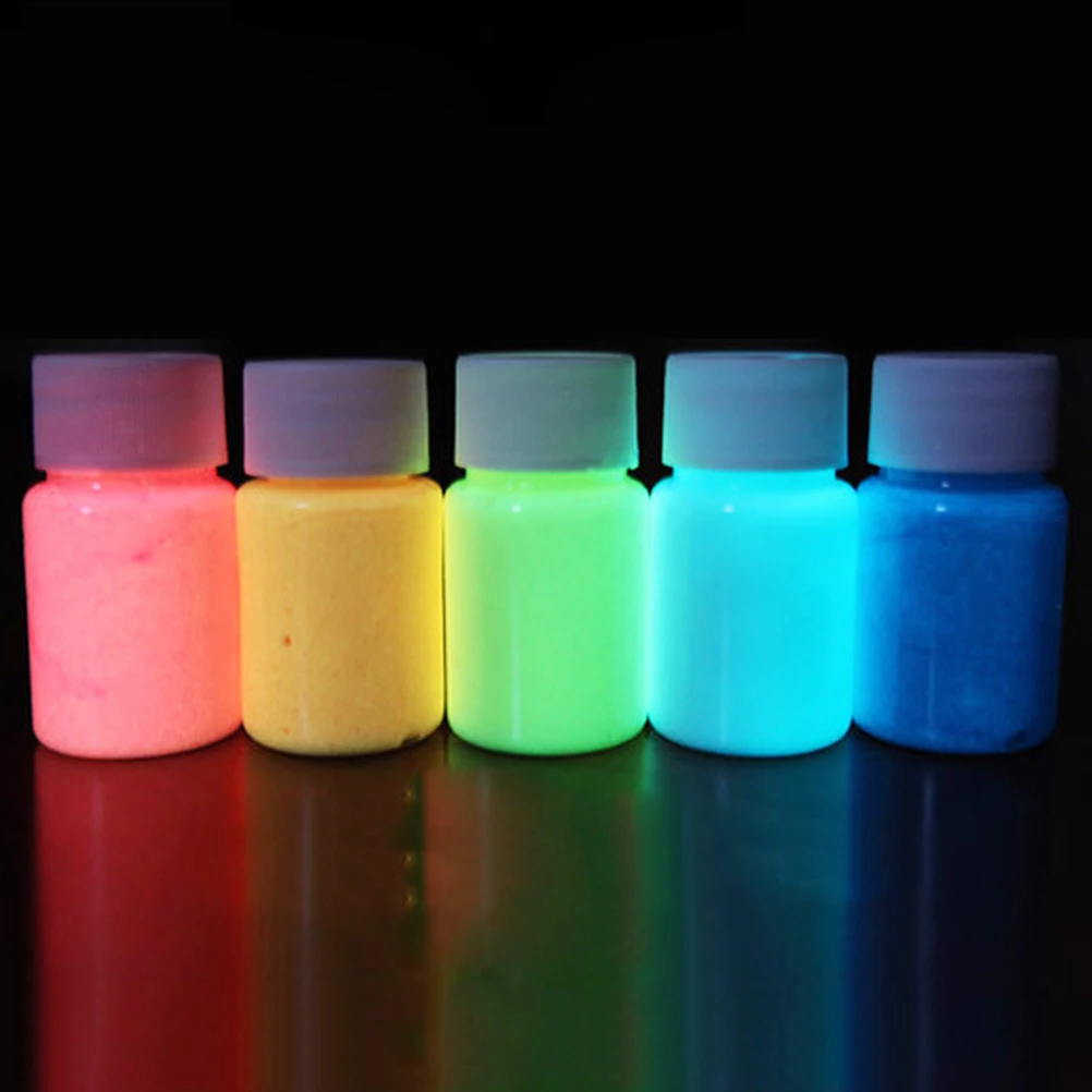 

5Pcs 15G DIY Night Light Paints Fluorescent Luminous Drawing Pigment for Crafts Nails Art Orange Yellow Green Blue Pink
