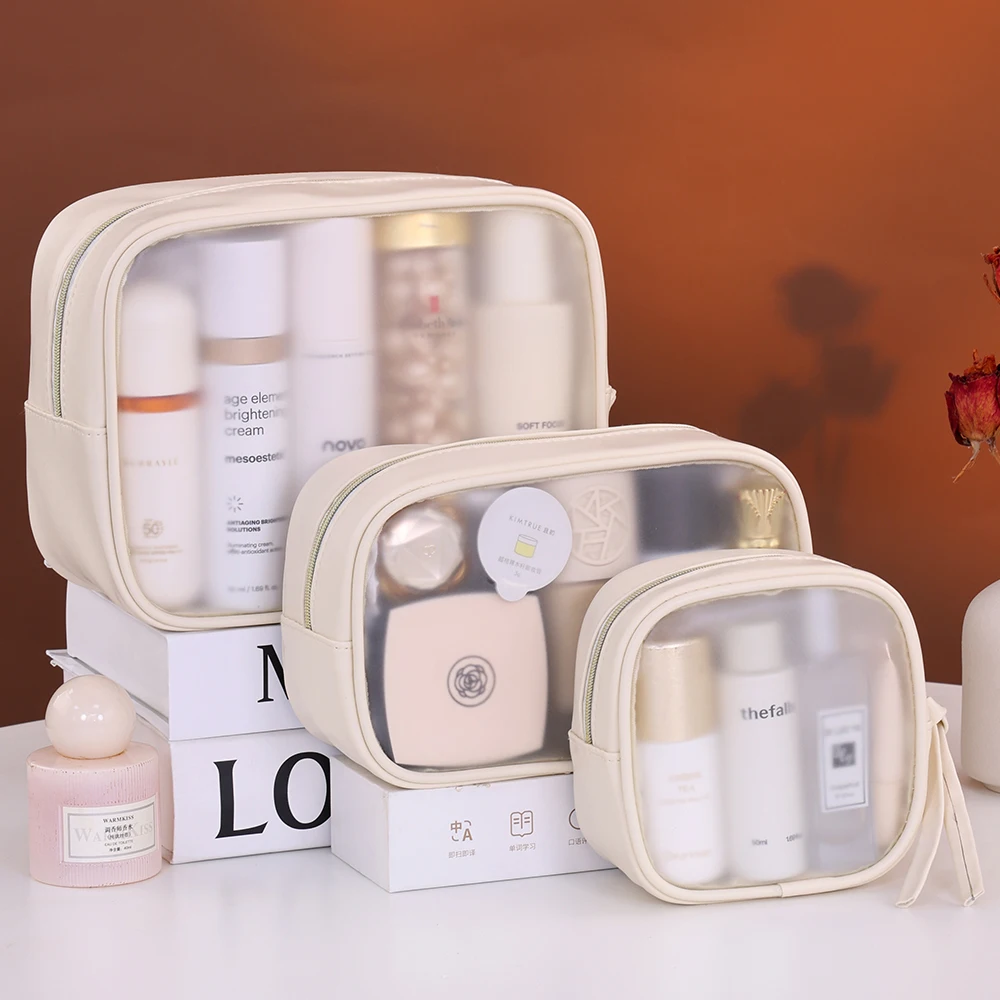 Matte Semi Transparent Makeup Bag Travel Wash Bag Cosmetics Storage Bag Portable Toiletry Bag Organizer