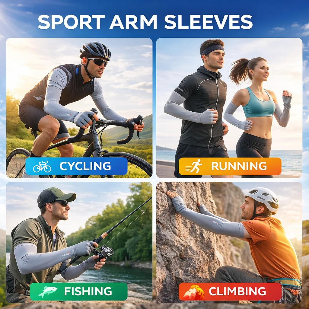 UV Protection Arm Sleeves Ice Cooling Arm Cover 5-Finger Cuff for Cycling Running Fishing Climbing