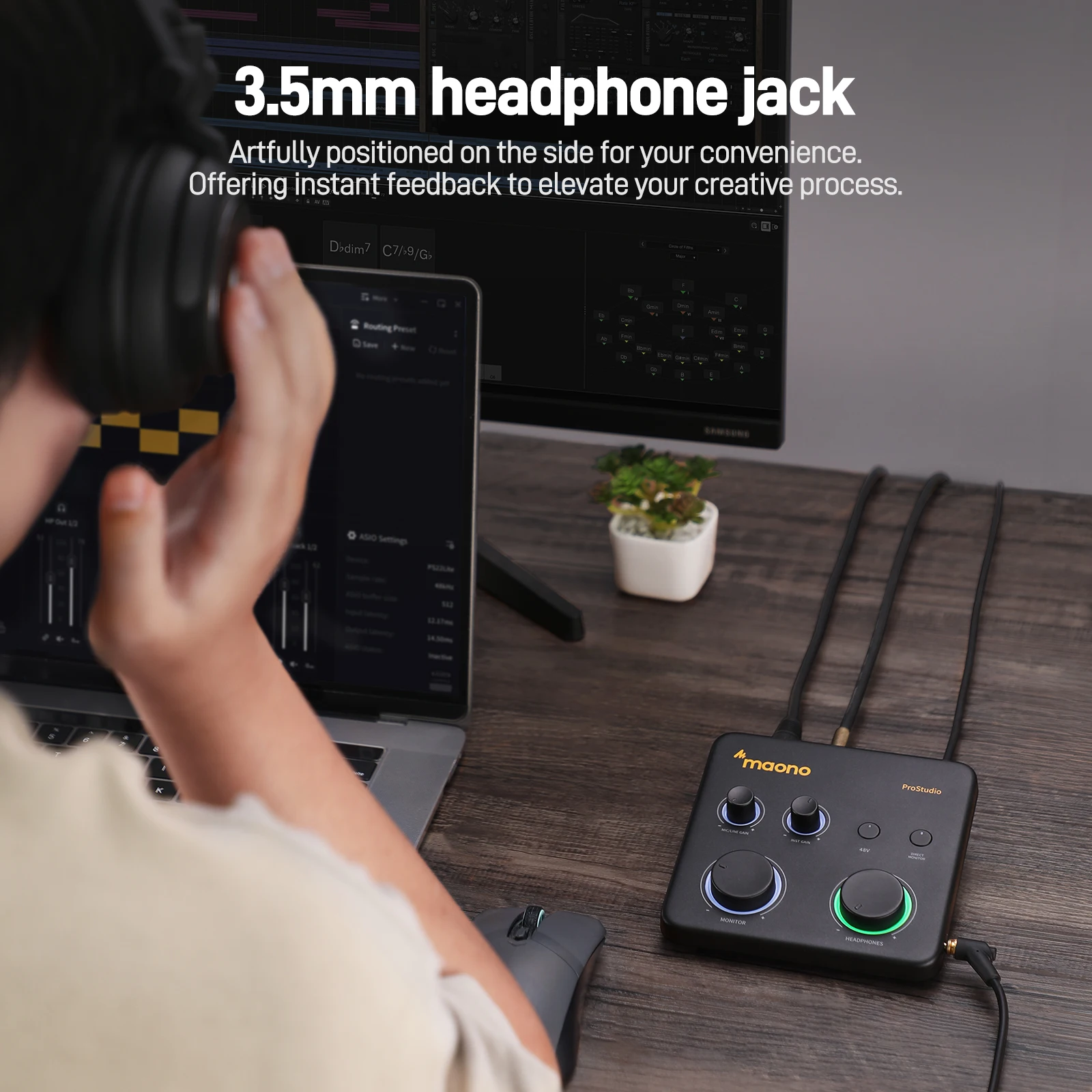 Maono PS22 Lite Audio Interface Recording Podcasting Live Streaming Gain Control Phantom Power Direct Monitor Volume Control