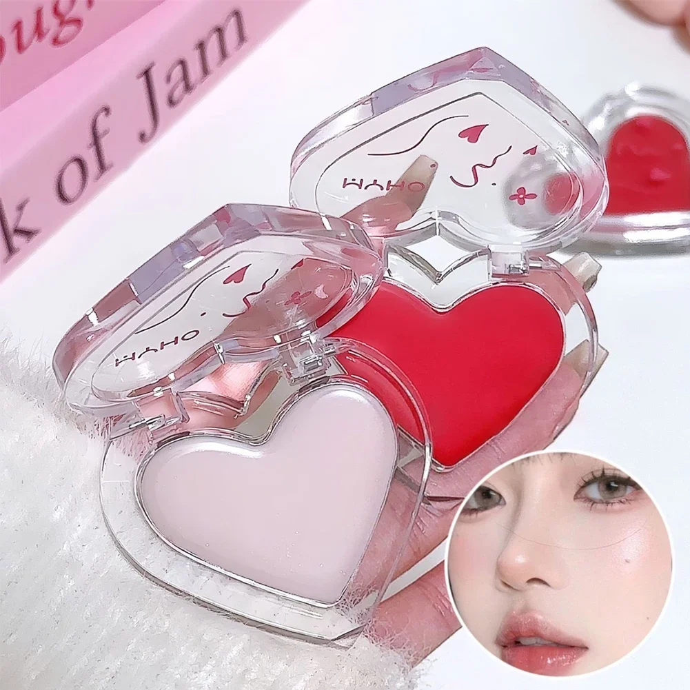 Clear Blush Cream Makeup Palette Moisturizing Cheek Tint Brightening Multi-function Water Gloss Highlighter Love Shape