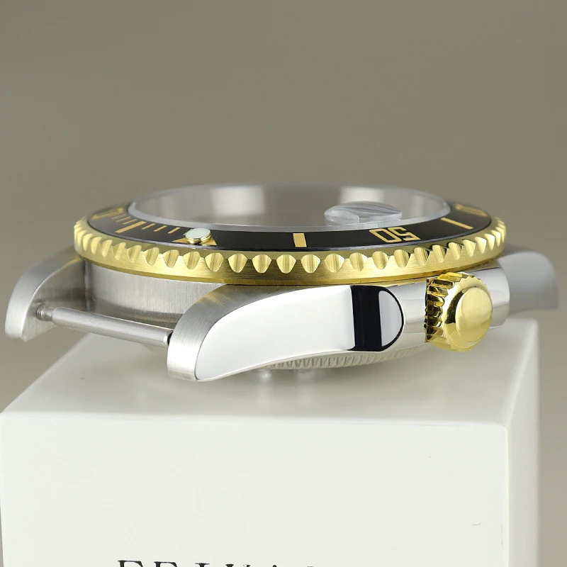 40 mm Ersatz-Uhrengehäuse, Keramiklünette, Saphirglas, wasserdicht, für NH35 NH36 Miyota 8215 PT5000 Uhrwerk, 28,5 mm Zifferblatt Sea Dweller