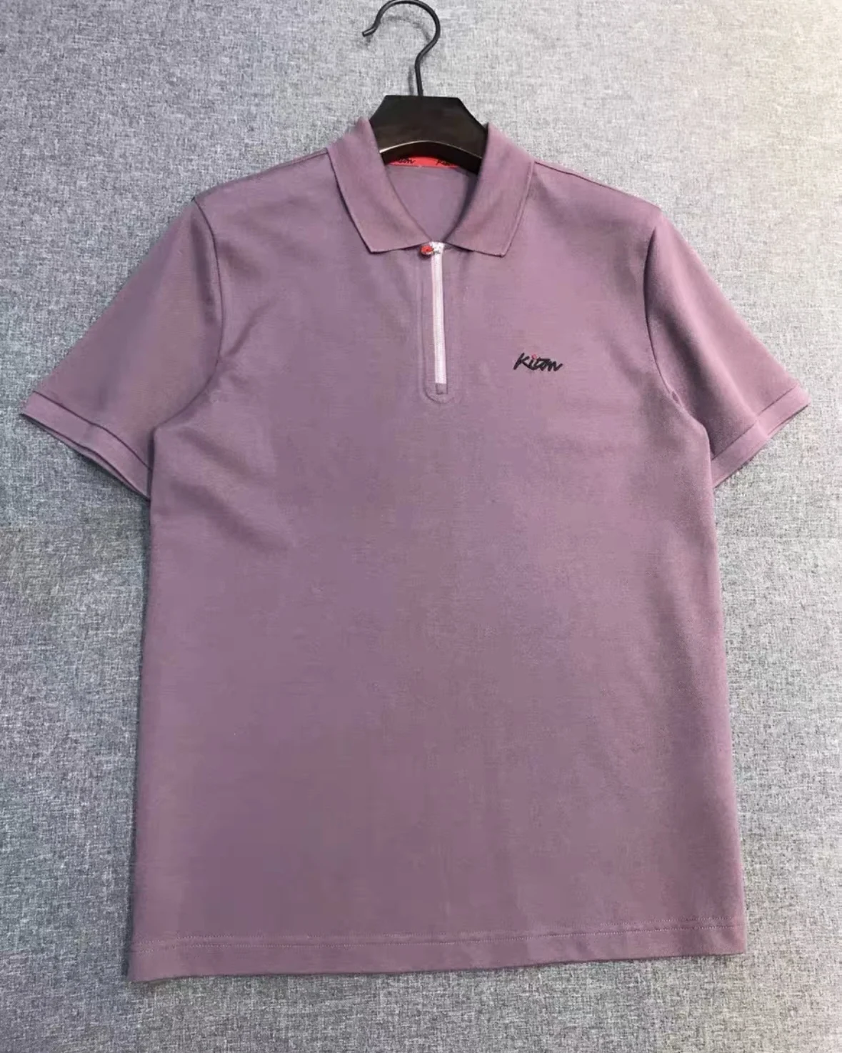 Italian Kiton business casual half zip placket pearl cotton lapel polo shirt