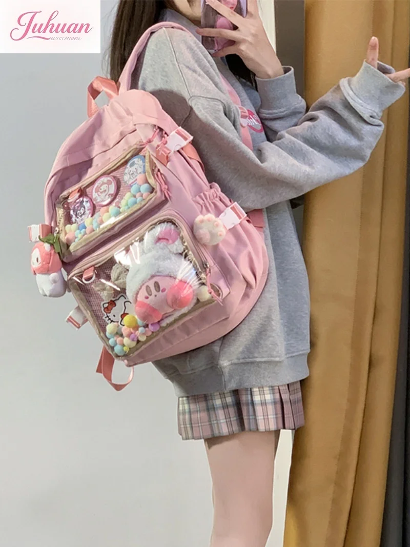 Original Ltabag versatile large capacity shoulder transparent pain window college style student backpack women's campus bags