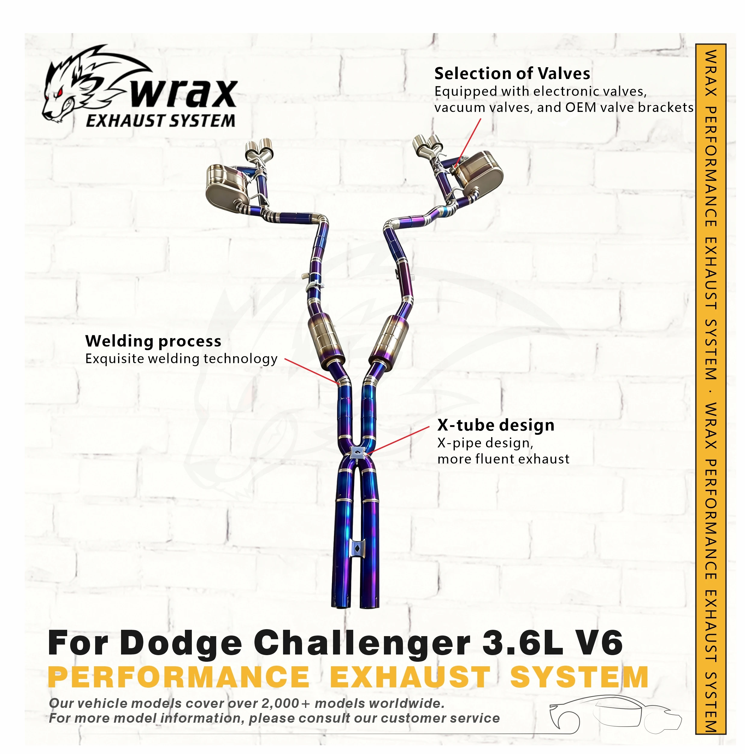 

WRAX Titanium Alloy Catback Exhaust for Dodge Challenger 3.6L V6 Wireless Remote Valve Race Car-grade Sound