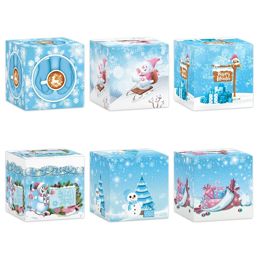 New 12pcs/set Paper Box Ice Snow Buckle Merry Christmas Gift Packaging Box Dust Prevention Handmade Wrapping Boxes Cookies