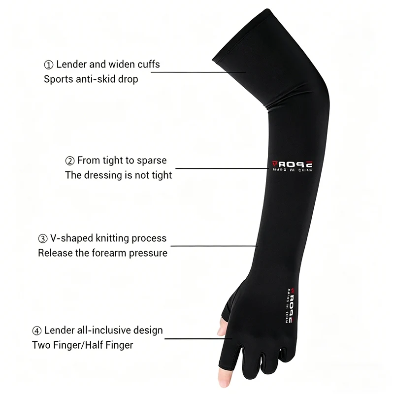 Summer Anti-UV Cooling ‌Ice Silk Arm Sleeves Breathable Stretchy Cover UV Protection Sun Sleeves for Cycling Running Sports