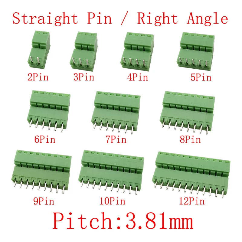 

10 пар 15EDG 3,81 мм шаг PCB винтовая Клеммная колодка соединитель 2/3/4/5/6/7/8/9/10/12 Pin прямой/правый угол PCB Клеммная колодка
