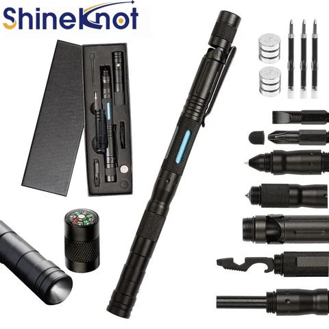SHINEKNOT Outdoor Self-Defense Multifunctional Pen Compass Defense Attack Tactics Escape
