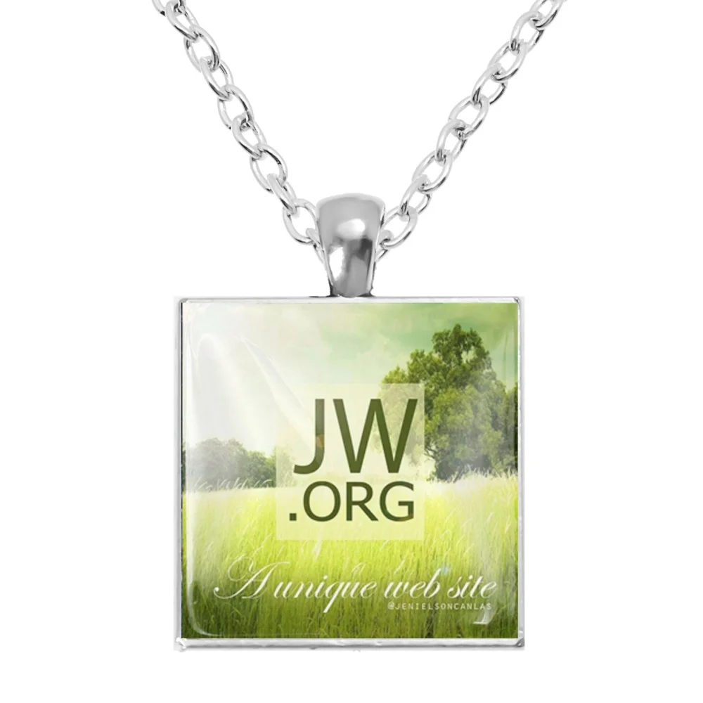Jw. Org Necklace Romantic Jehovah's Witness Fashionable Art Glass Cabochon Photo Square Pendant Necklaces Jewelry Gift Wholesale