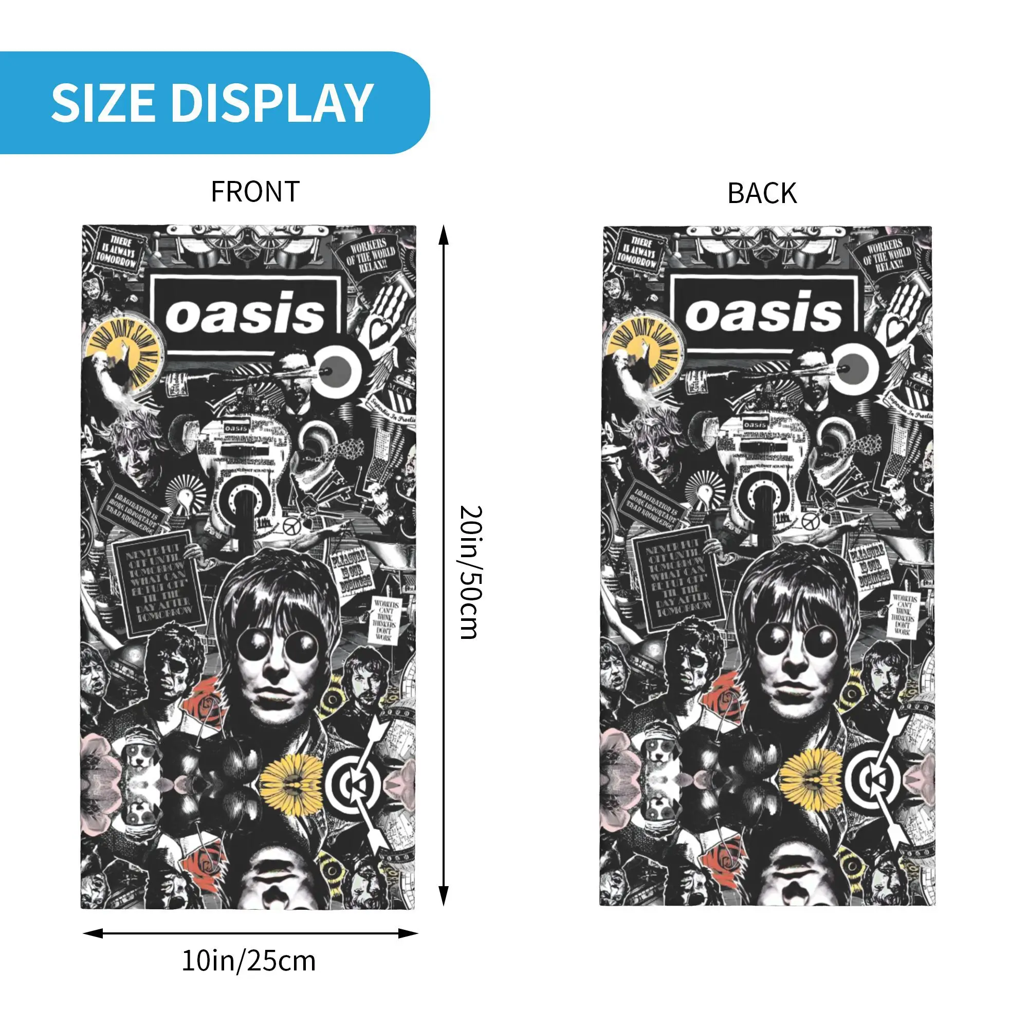 مخصص O-Oasises البريطانية روك باندانا الرقبة الجراب للتزلج الدراجات الرجال النساء التفاف وشاح الشرير بالاكلافا أكثر دفئا